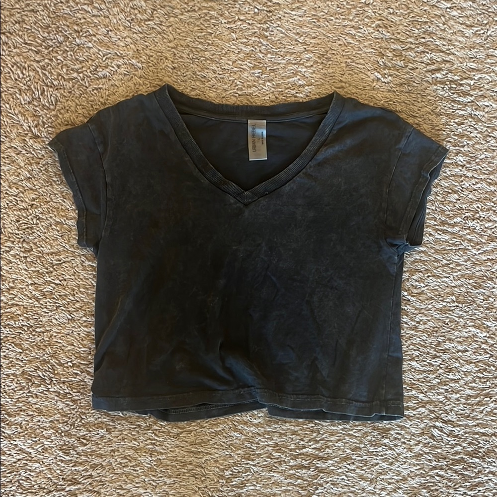 Black V-Neck Crop Top